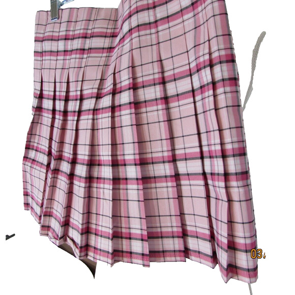 Office Siren Pleated Pink Plaid Micro Mini Skirt Sz M 7-9)Legally Office Corp - Picture 2 of 11